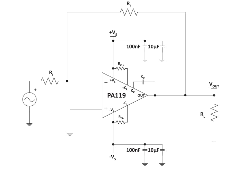 Application Circuit Diagram - Apex Microtechnology PA119 Video Power Operational Amplifiers